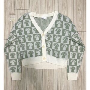 🍄 Cottage Core 🍄 Pastel Green Mushroom Cardigan - S